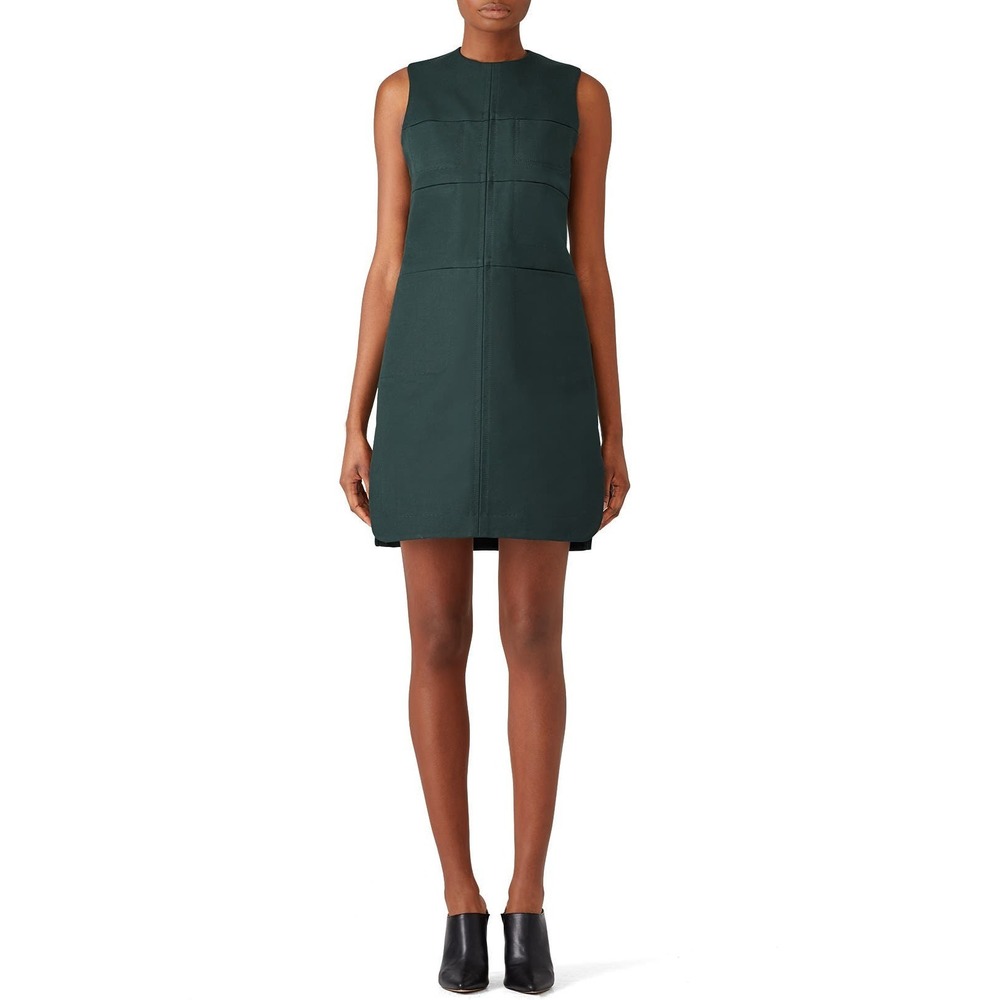 Carven Dark Green Sleeveless Shift Dress